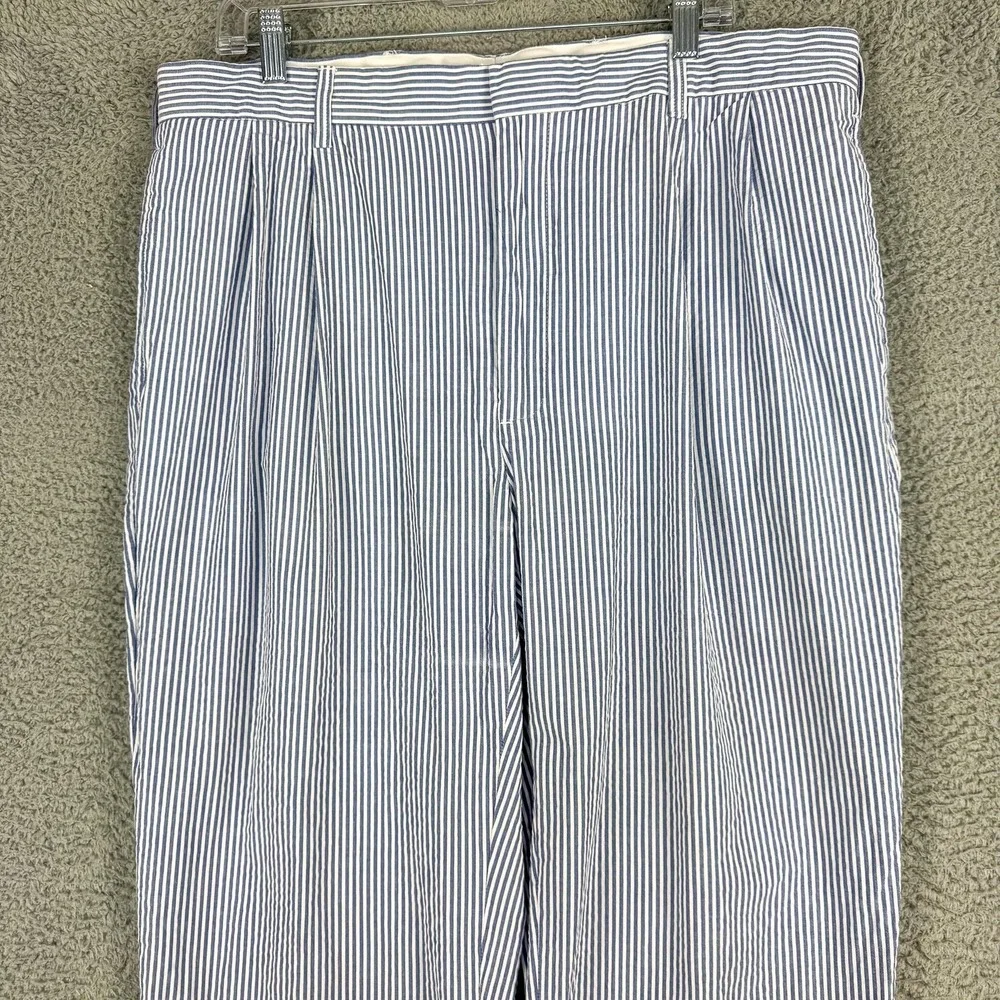 Jos A Bank‎ Dress Pants Mens 38 Blue Striped Classic Fit Pleated Cotton 38x29